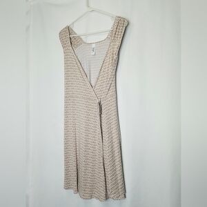 Yala Bamboo Real Wrap Dress 50 UPF beige  white ‎ sleeveless size L EUC